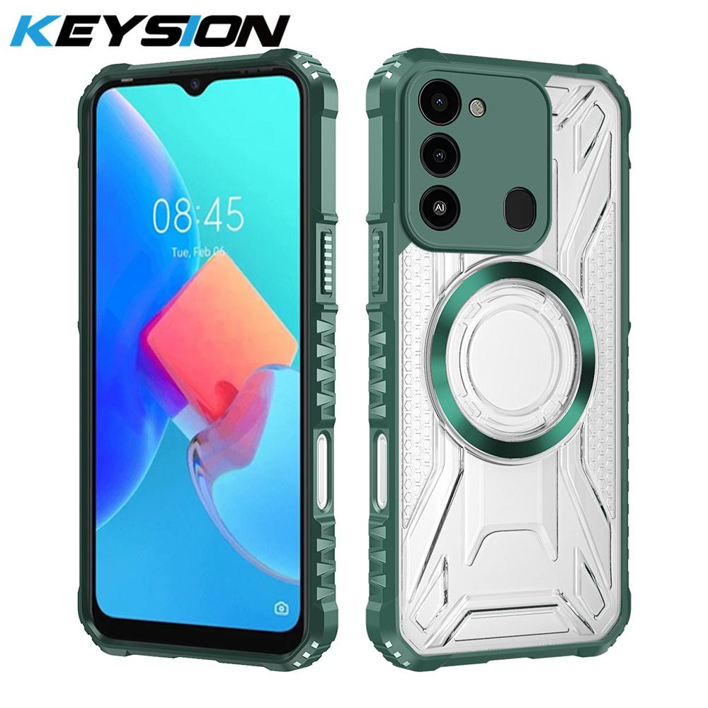 

KEYSION Transparent Magnetic Case for TECNO Spark 8C 9 Soft Silicone+PC Heavy Duty Shockproof Phone Cover for Spark Go 2022 for Spark Go 2022 зелений
