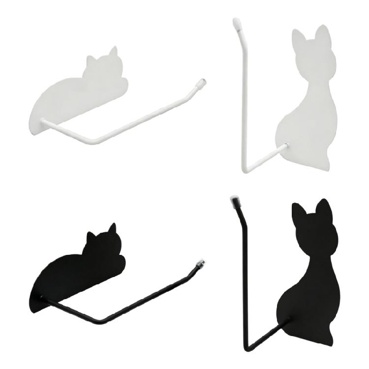 Elegant Cats Shaped Adhesive Hook Tissue Roll Dispenser For Home Office Kitchen Use Bathroom Decoration