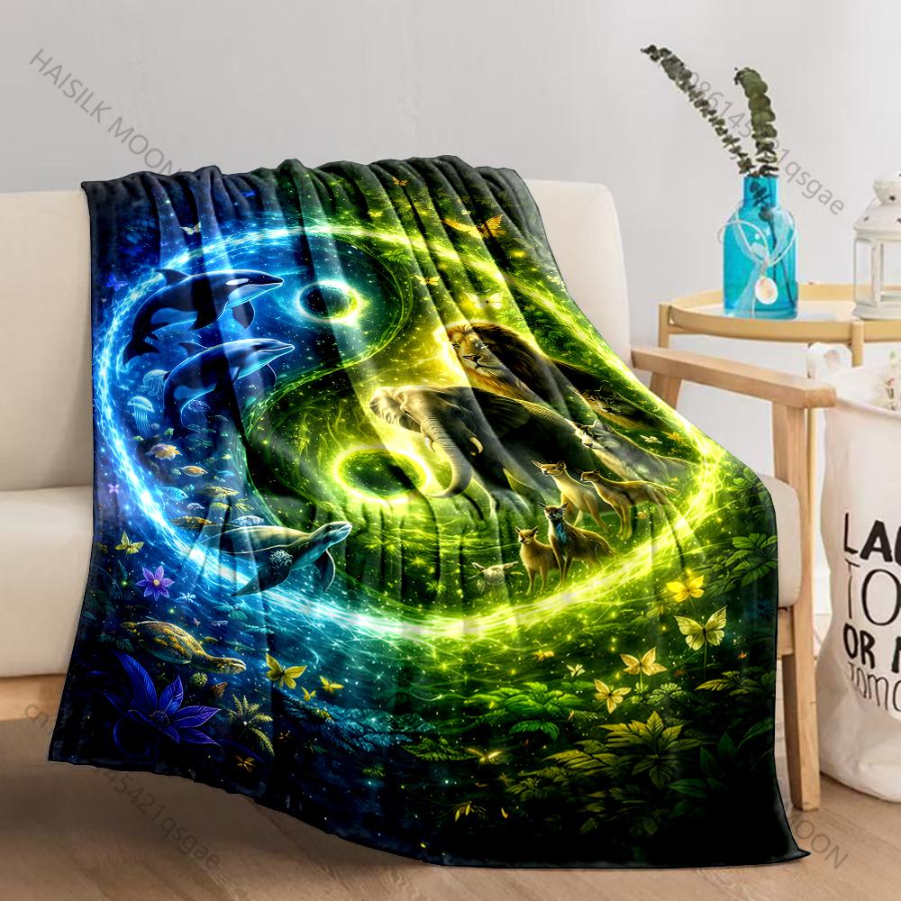 Yin and Yang harmonious animals Print Adult Children Warm Blankets Home Travel Car Soft Comfortable Suitable for all seasons