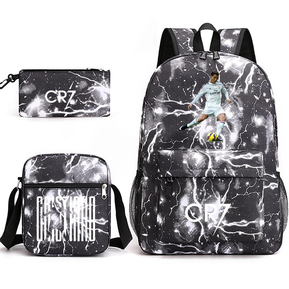 3 Piece School Backpack Set for Students Large Capacity Oxford Cloth Schoolbag with Shoulder Strap and Pencil Case