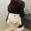 2505 Spring and Summer Season New Fashion Rivet Soft Leather Trendy Casual Rivet Fringed Bag Single Shoulder Oblique Span Bag Women's Bag