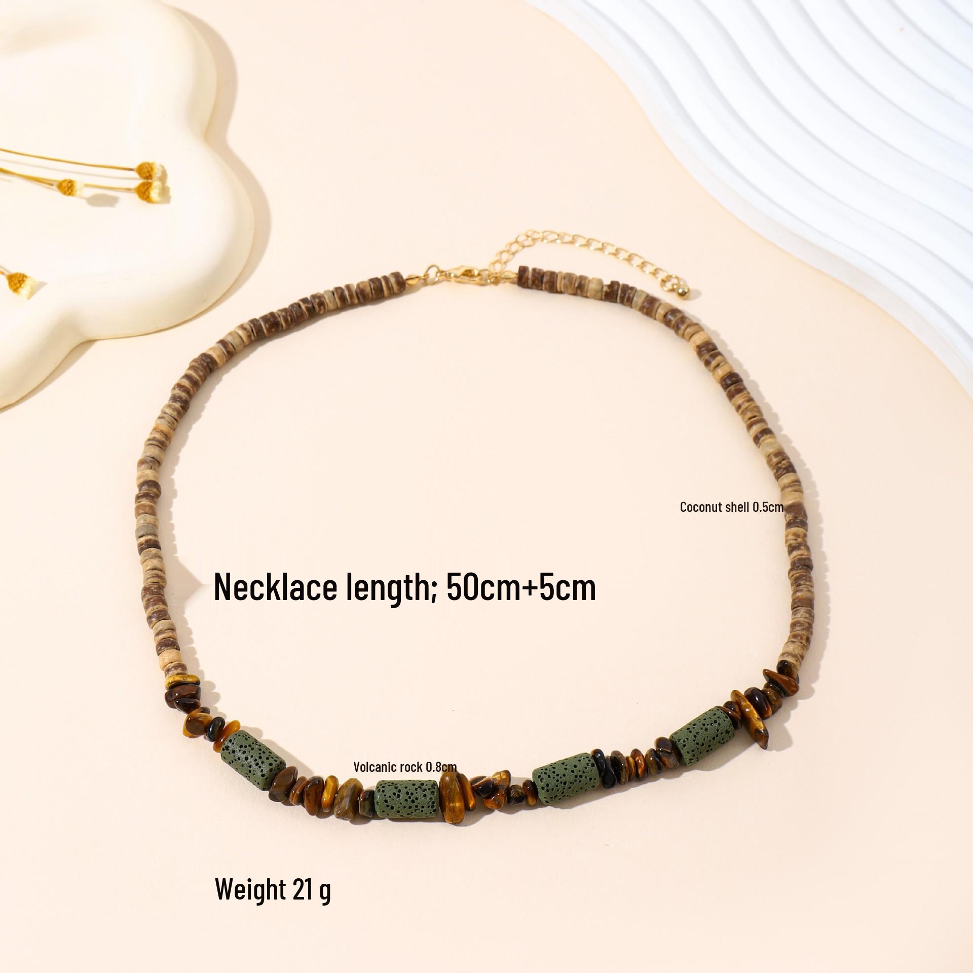 European-American Fashion Tiger Eye & Coconut Shell Necklace for Women