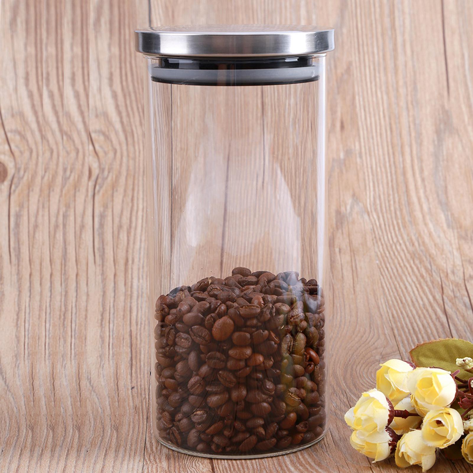 1000ml Glass Storage Jar Coffee Bns Kitchen Food Container Stainless Steel Lid