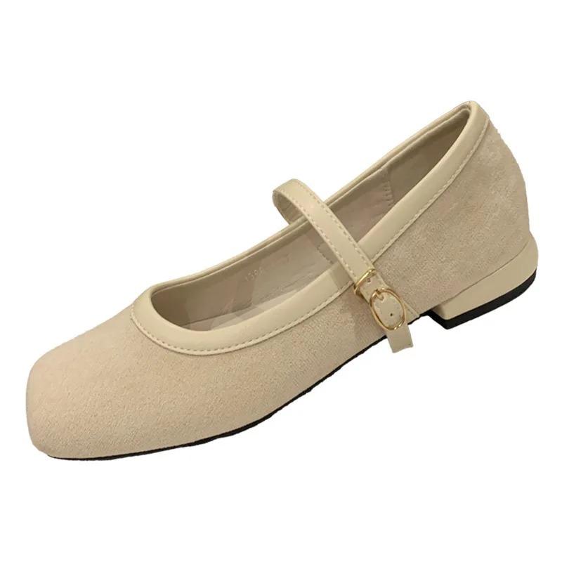 Retro Mary Jane Women's Shoes Spring and Autumn 2025 New Flat-bottomed Suede French Evening Breeze Mary Jane Shoes