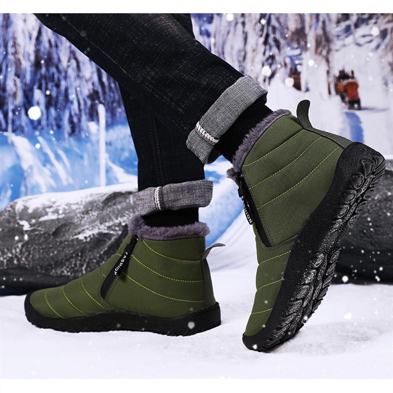 Men Winter Plus Velvet Snow Boots Casual Zipper Warm Outdoor Cotton Shoes Large Middle Top Thick Anti Slip Hiking Shoe 39-46