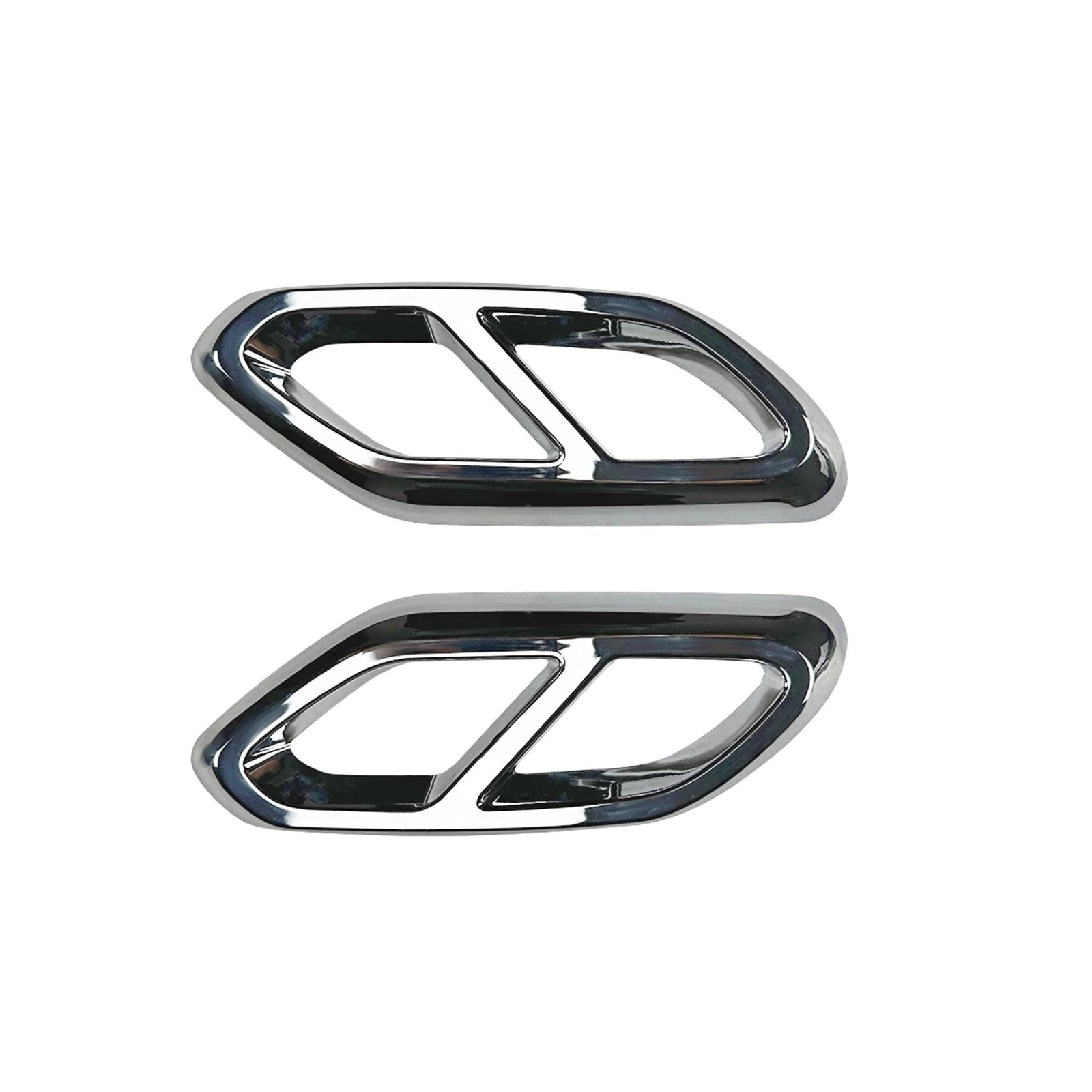 For Mercedes Benz GLC Class X254 2023-UP GLC260 GLC300 AMG Rear Bumper Exhaust Cover Trim Muffler Quad Tip Air Outlet Vent Frame Chrome Silver