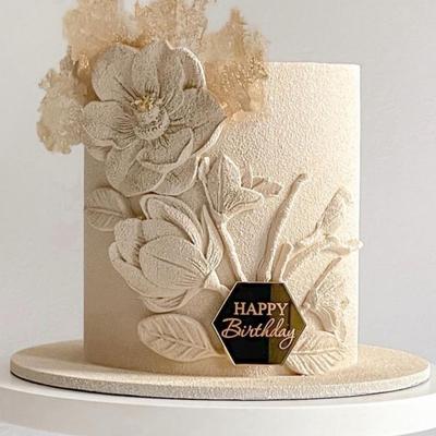 Happy Birthday Party Cake Decoration Acrylic Hexagonal Cake Side Decor Gold Cake Toppers Gift Decor Cupcake Dessert Accessories