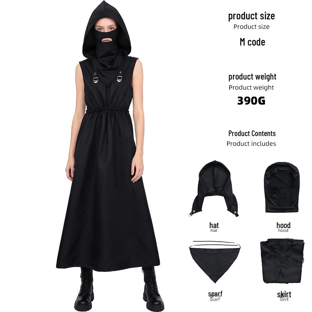 In Stock: Halloween Cosplay Medieval Hooded Cloak with Cyberpunk Hat
