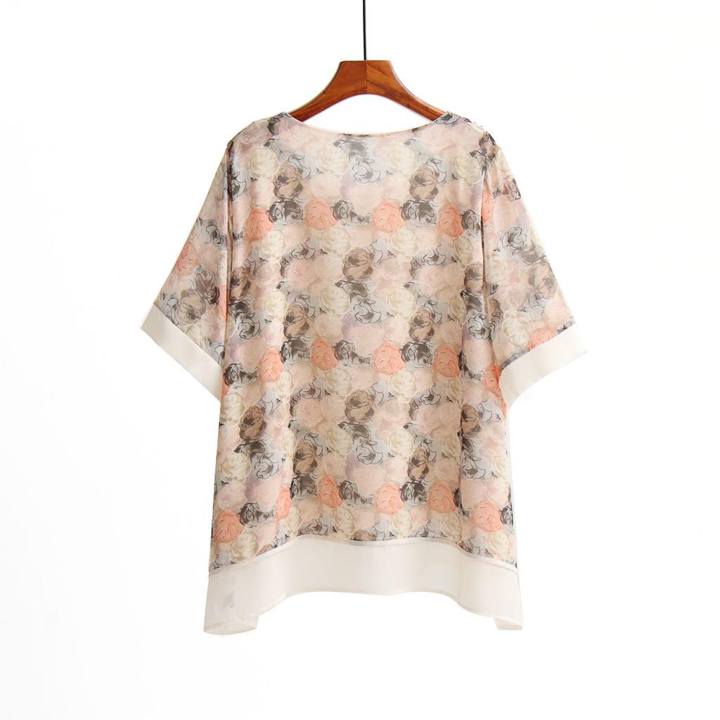 DIMANAF 2024 Sommer Übergröße Damen Vinatge Design Blumendruck Elegante Oberteile Lockere Hosen Weiblich Sommer Gelb