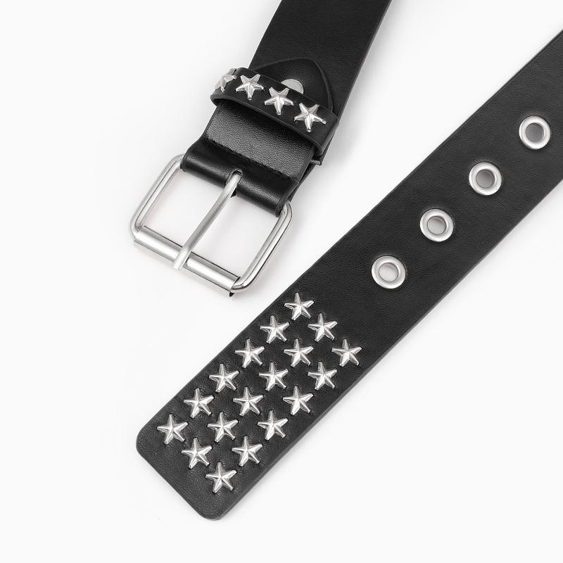 New Women's European and American Fashion Rivet Punk Style Five-pointed Star Hot Girl Heavy Industry Jeans Belt Decorative Wide Belt
