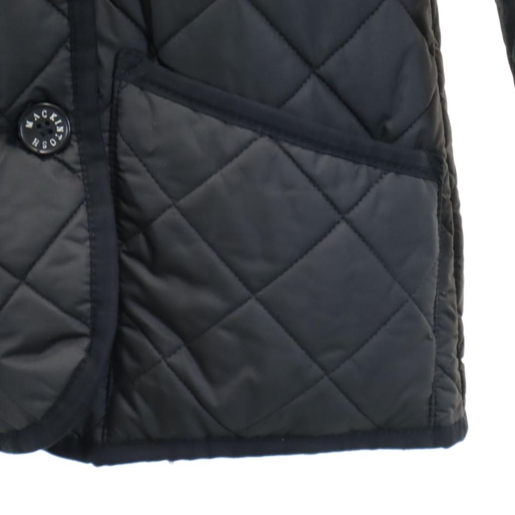 Mackintosh Made In England Quilted Jacket 34 Black Boa Fur Lining Women Used