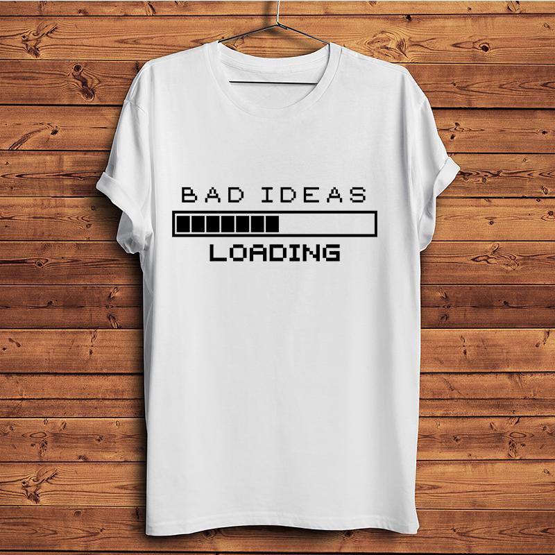 Bad Ideas Loading Progress Bar Funny Geek TshirtShort Sleeve Casual TShirtamusing Unisex TeeBreathable Print Nocracking