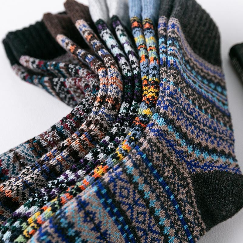 5 Pairs of Men's Winter Thickened National Wind Tube Rabbit Wool Socks