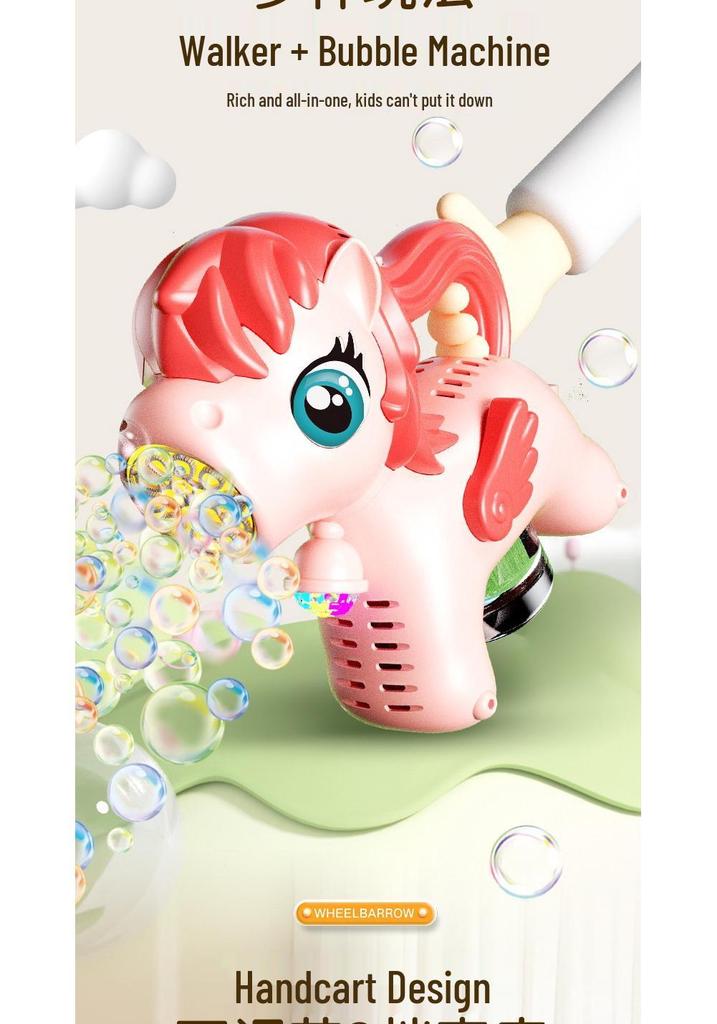 Giraffe Bubble Maker: Children's Push Stroller with Lights
