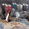 Gothic Dragon Wine Goblet Set Medieval Style Stainless Steel Lined Cup with Cross and Red Gem Perfect for Fantasy Lovers