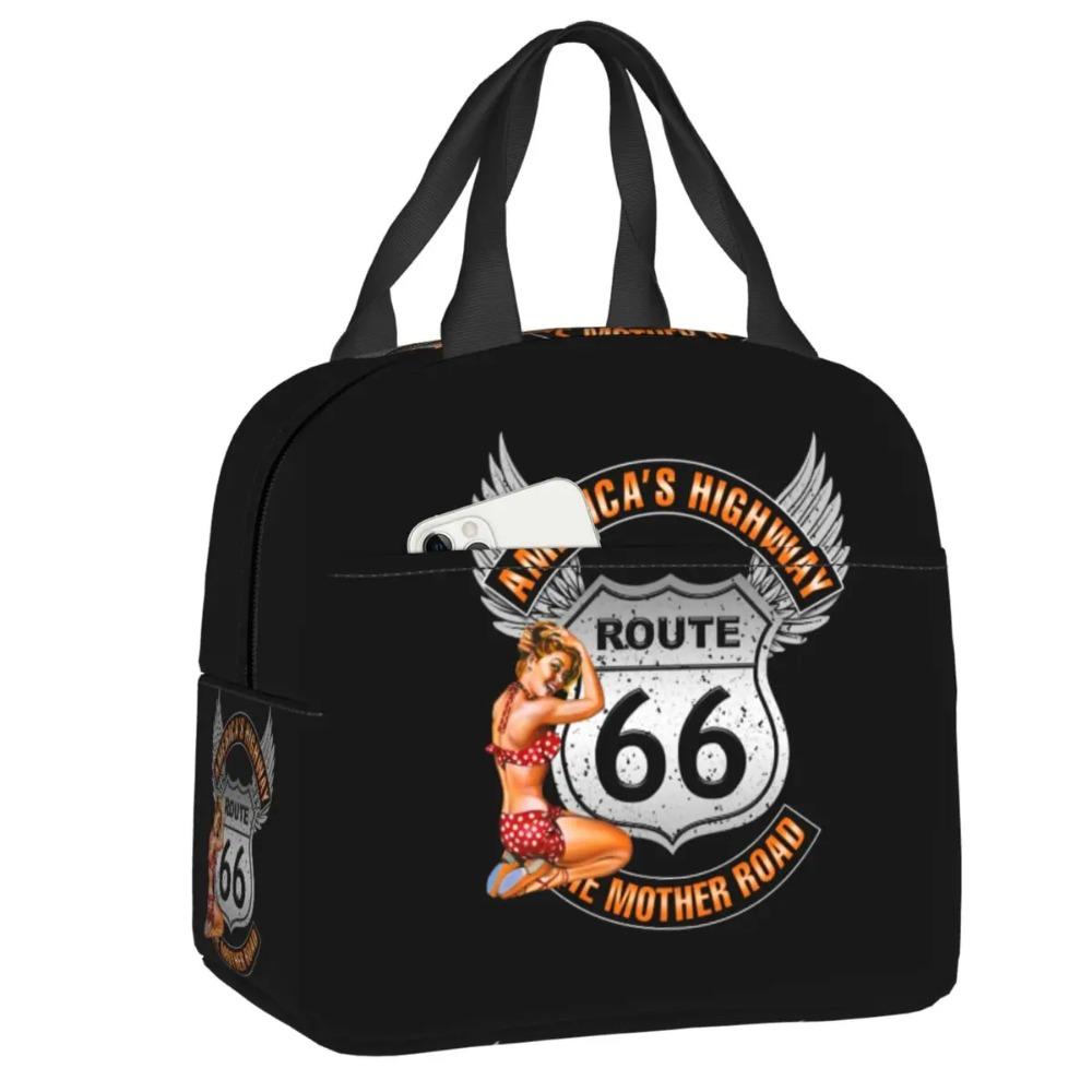 Benutzerdefinierte Route 66 Mother Road Sexy PinUp Brotdose Männer Frauen Kühlbox Warm Isolierte Brotdose für Erwachsene Büro