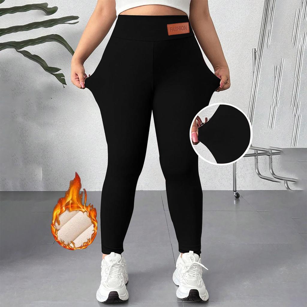 Ladies' Lamb Wool Thickened High Waisted Slimming Pencil Pants With Bottom And Warm Pants