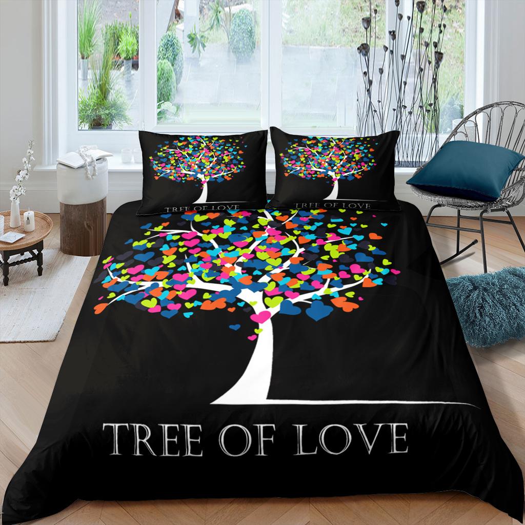 Tree Of Life Duvet Cover Set Blue Tree With Black Background 3D Print Comforter Cover For Kids Boys Girls Polyester Bedding Set