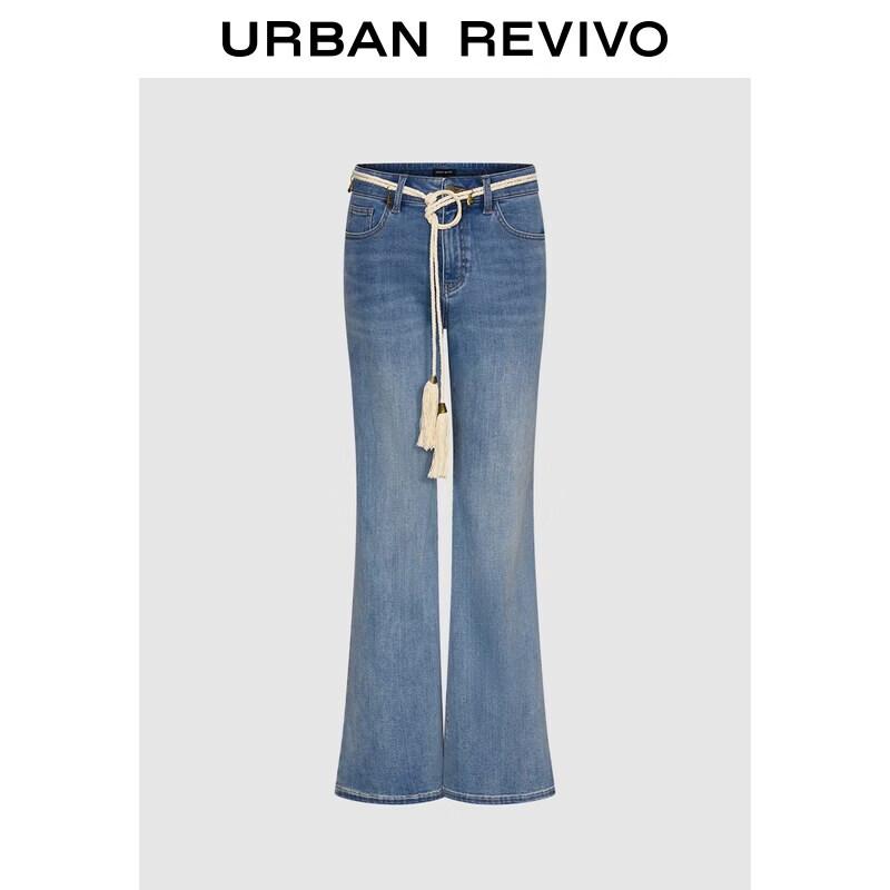 

UR2026 Women s Casual Slim Denim Pants with Tassel Belt 25