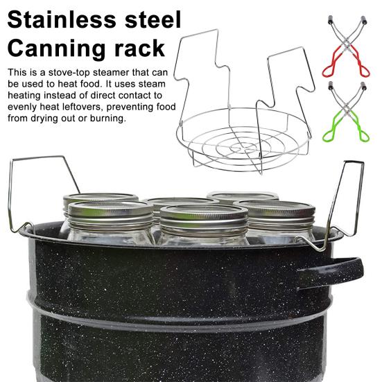 Canning Jar Rack Stainless Steel Canning Jar Lifter Tongs Steamer Rack for Stove Top Heating Regular Wide Mouth Mason Jars
