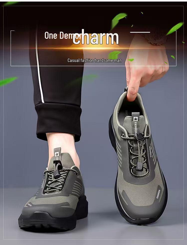 Men's Mesh Breathable Slip-Ons: Trendy, Thick-Soled, Non-Slip, and Wear-Resistant Casual Sports Shoes