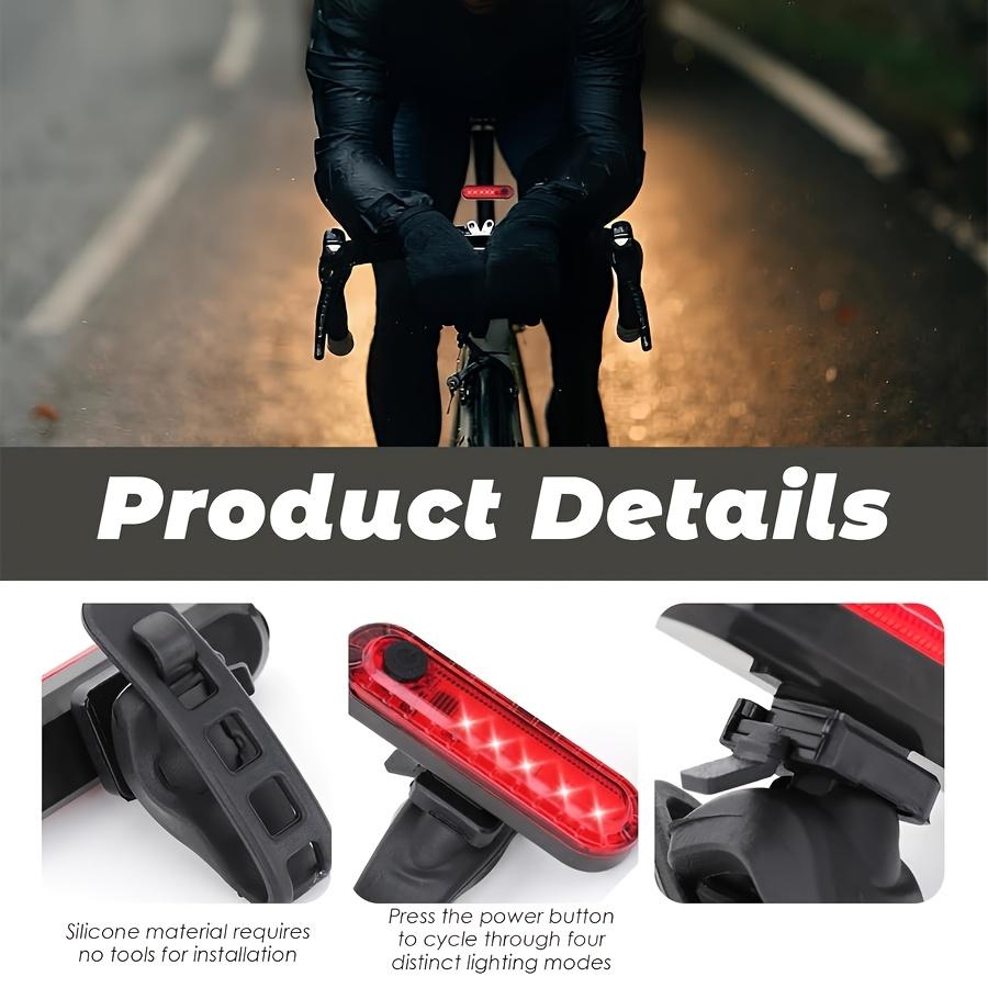 USB Rechargeable LED Rear Bike Light Waterproof Ultra Bright 4 Modes Bicycle Tail Light Safety Warning Flashlight