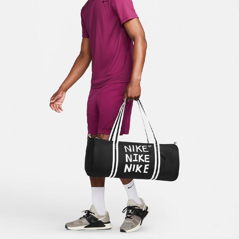 Nike Heritage Polyester Portable One Shoulder Crossbody Gym Bag Tubas Men's Black Casual DQ5735-010