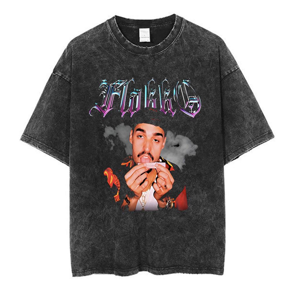 Rapper RELS B Skinny Flakk Tour Vintage Gewaschenes T-Shirt Herren Kleidung Hip Hop Übergroßes Kurzarm-T-Shirt Baumwoll-T-Shirts