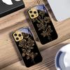 Golden Rose Flowers For IPhone 16 Pro Max 15 P Ro 14 M Ax 13 Plus 12 Mini 11 XS Max XR Golden Tempered Glass Phone Case