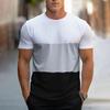 2024 Summer New Fashion Splicing Printed Short-sleeved T-shirt Men's Round Neck Loose Breathable Tops Sports Fitness T-shirt