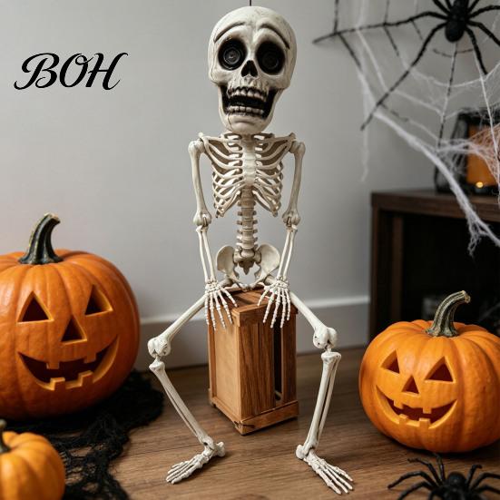 Halloween Party Supplies Posable Skeleton Decoration, 41 Inch Full Body Hanging Human with Decorative for Fireplace Movable Joints Yard Garden