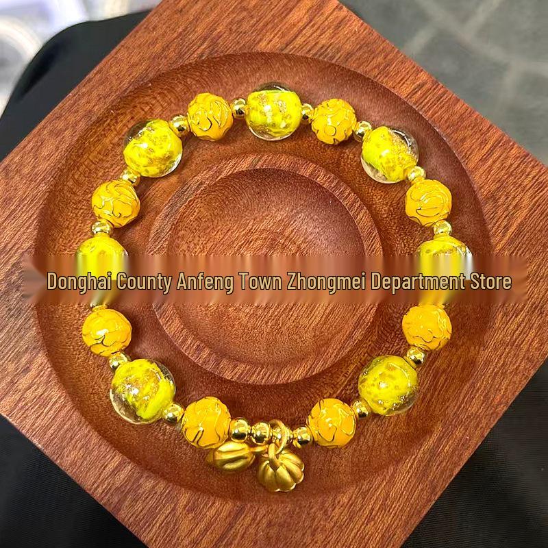 Cloisonné Luminous Gold Foil Luck Beads Bracelet