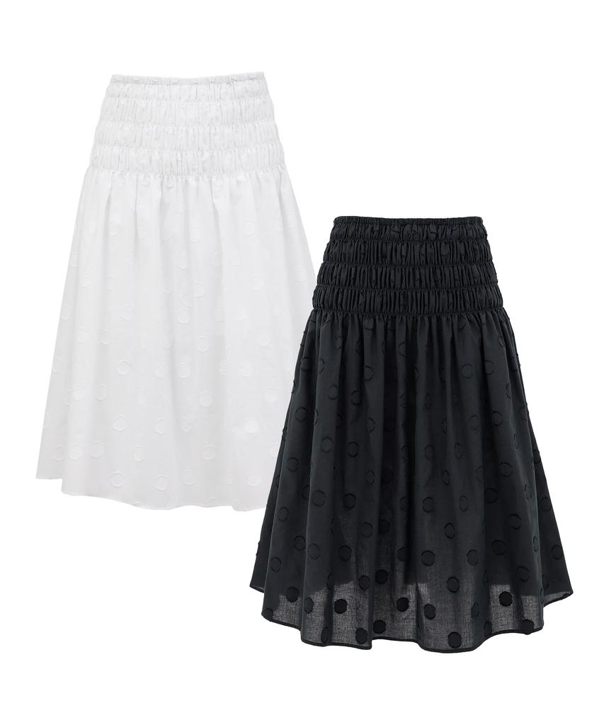 Plasma Sphere Audrey Shirred Smoke Dot Low-Rise Skirt_2 Colours