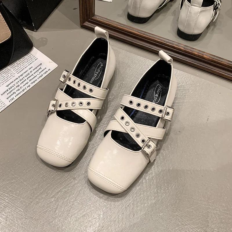 Fashion 2025Designer Spring Women Mary Jane Shoes Fashion Square Toe Ladies Comfort Soft Sole Flats Women's Comfort Ballerinas Shoes
