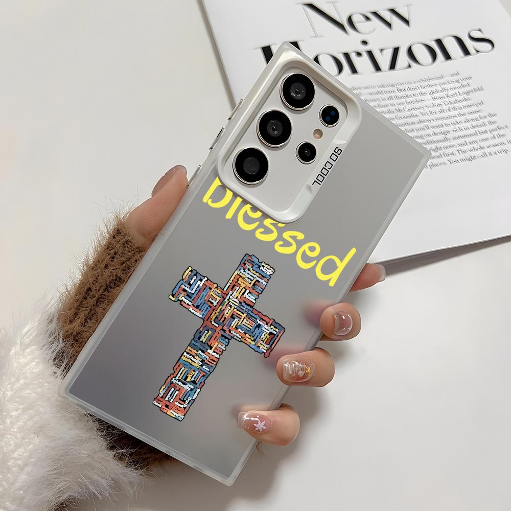 

Fashion God Cross Phone Case For Samsung Galaxy S25 Edge S24 S23 S22 S21 S20 Ultra Funda Silicone Silver Cover Galaxy S23 Ultra
