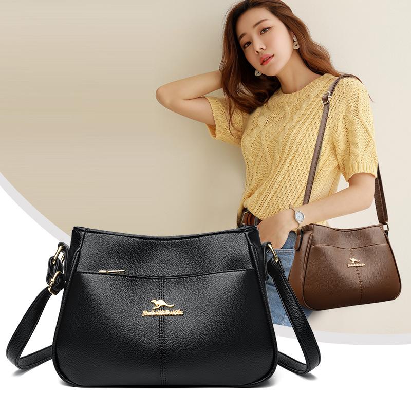 Women's Handbag 2025 New Spring and Summer Mother Bag Middle-aged Shoulder Messenger Bag Fashionable Versatile Soft Leather Bag Tide