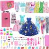 106 Pcs Doll Wardrobe with Clothes and Accessories Set for 30cm Doll, Storage Closet Gown Dresses Shoes Hangers Etc. for Girl Gift Set (NO DOLLS)