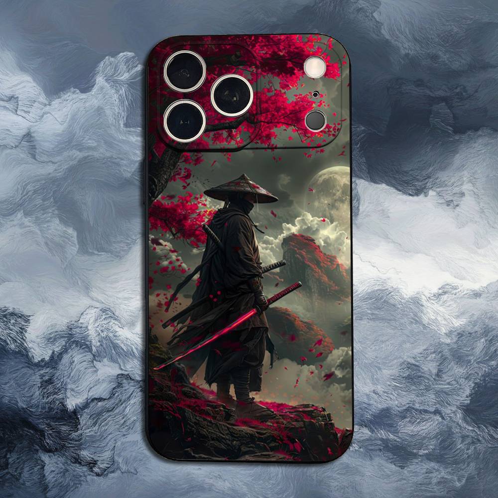 B-Bushido S-Samurai For iPhone 13,16,11,14,17,12,15,Plus,Pro Max,XS,X,XR,SE,Mini,8,7,Phone Case Soft Silicone Black