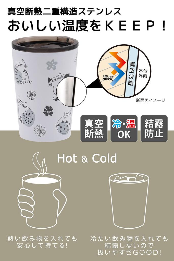 OGURA Stainless Steel Tumbler Convenience Store Coffee Cup with Lid Vacuum Thermal Insulation Cold Mug Scandinavian Nordic Cat