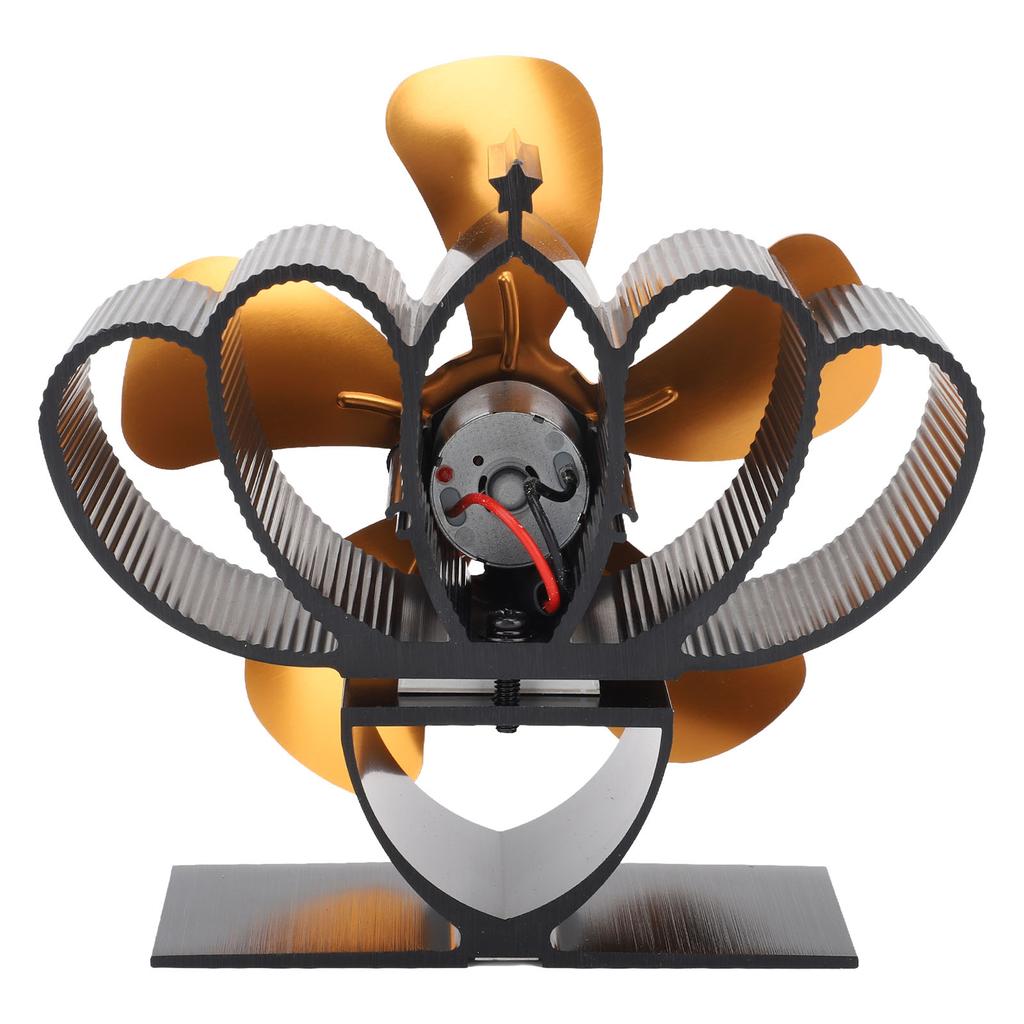 Heat Powered Stove Fan Aluminum Alloy Low Noise Sustainable Wood Stove Fan for Log Fireplace Gold