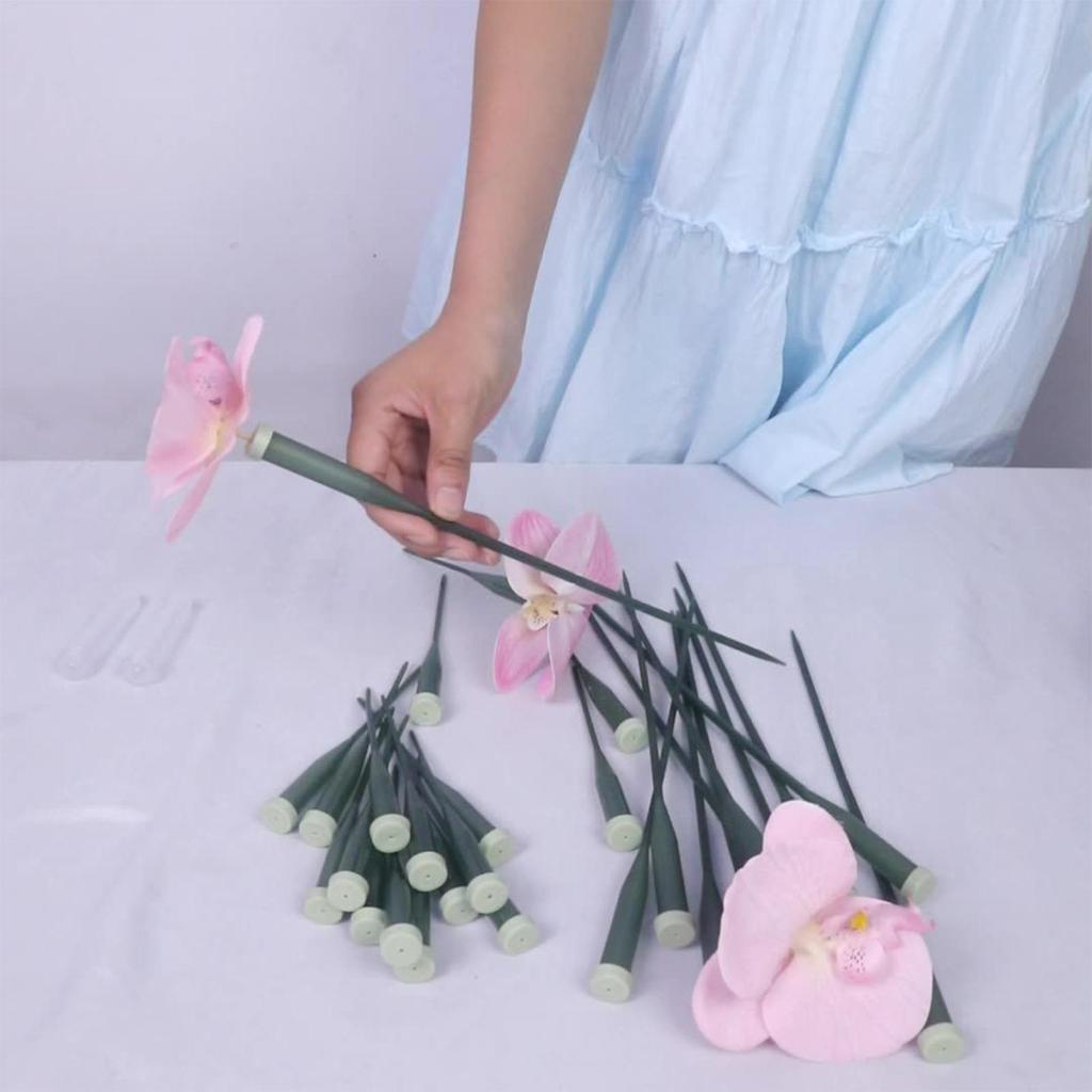 25 Stück Blumendrahtröhrchen für Schnittblumen Wiederverwendbare Stiel-Selbstbewässerungszubehör für Gartenvermehrung und Pflege