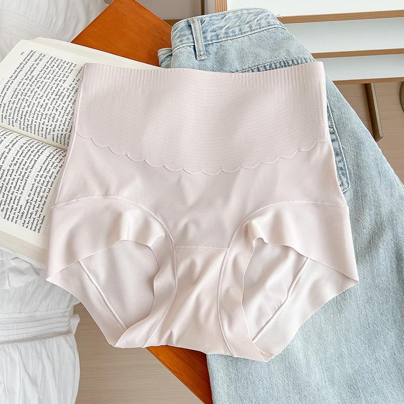 Damen-Unterwäsche, nahtlos, Eisseide, hohe Taille, leichte Bauchhose, bequeme, antibakterielle Shapewear-Hose im Schritt