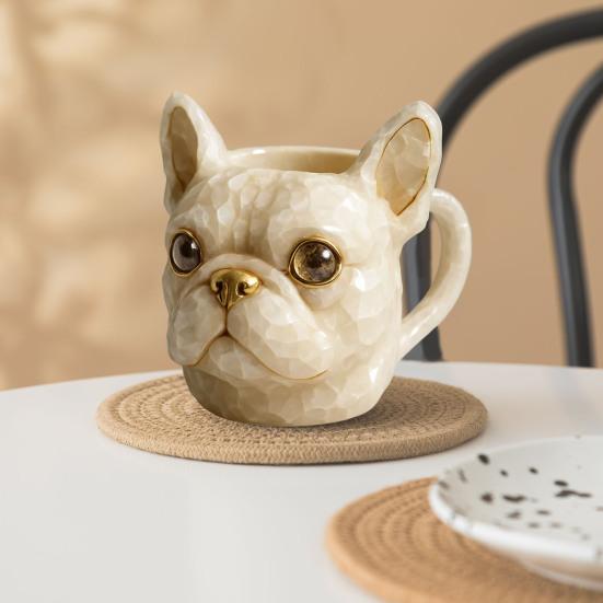 French Bulldog Mug 300ml Cute Resin Coffee Cup 3D Bulldog Design Tea Milk Cup Novelty Drinkware for Tea Cocoa Juice