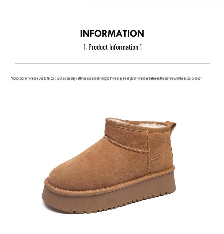 Unisex Genuine Leather Thick-Soled Snow Boots - Versatile Winter Warm Short Boots for Women and Couples