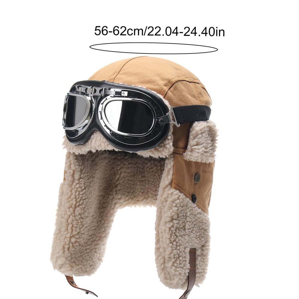 Winterize Lei Feng Hat with Detachable Goggles Windproof Outdoor Hiking Hat Winter Warm Russian Trooper Hat For Men Women