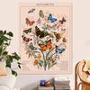 Zussun Butterfly Tapestry Vertical Vintage Floral Tapestries for Bedroom Aesthetic Flower Plant Tapestrys Wall Hanging Retro Beige Cute Colorful Art