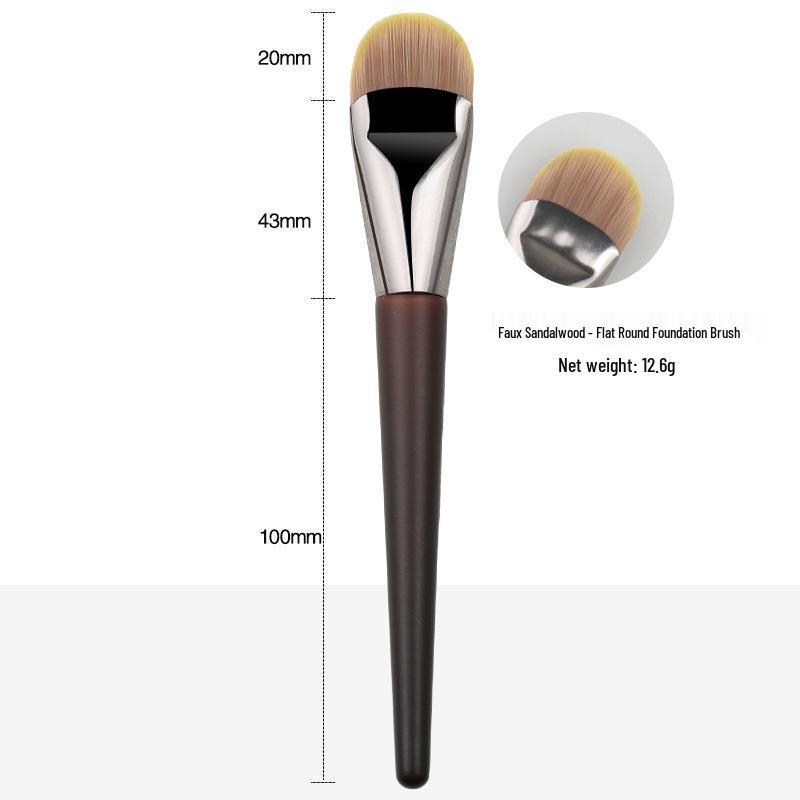 Tongue-Shaped Foundation Brush: Ultra-Thin Soft Bristles, Wooden Handle, Perfect for Seamless Foundation and Concealer Application.