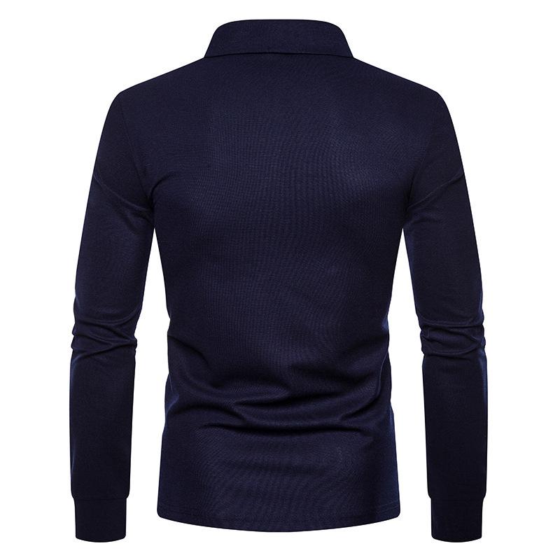 Autumn/Winter 2021 Men's Slim Fit Long Sleeve Polo with Color Turn-Down Collar