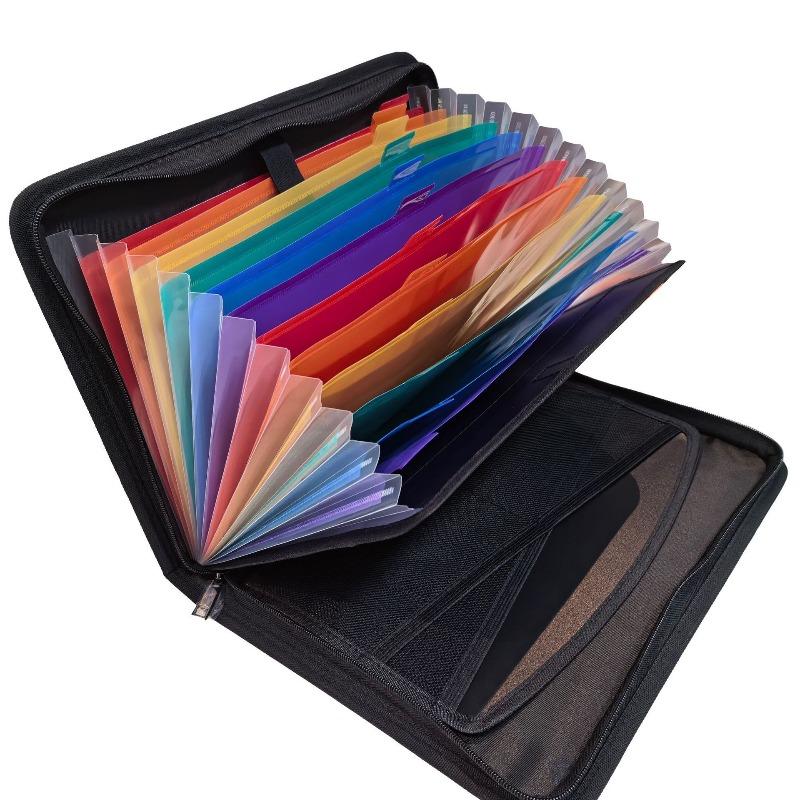

Organ 12 Compartment Folder with Zipper Label Fire-resistant and Waterproof Folder Colored Inner Pages Organ Bag чёрный
