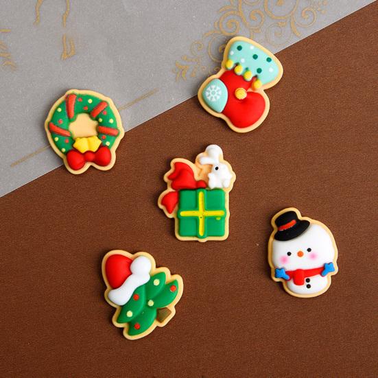 10Pcs Christmas Resin Accessories Cute Santa Claus Snowman Elk Christmas Tree Flat